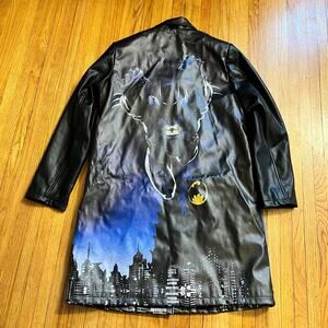 Dolls Kill x DC Comics Coat Womens XL Batman Gotham City Faux Leather Trench